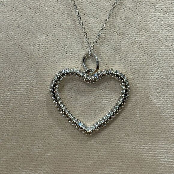 Swarovski crystal open heart silver necklace - Picture 1 of 4